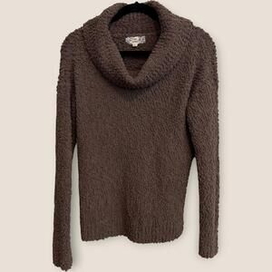 Pink Republic Womens Medium Mocha Bisque Knitted Long Sleeves Cowl Neck Sweater